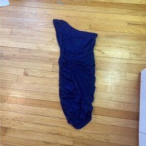 Navy one shoulder Cross Arm dress